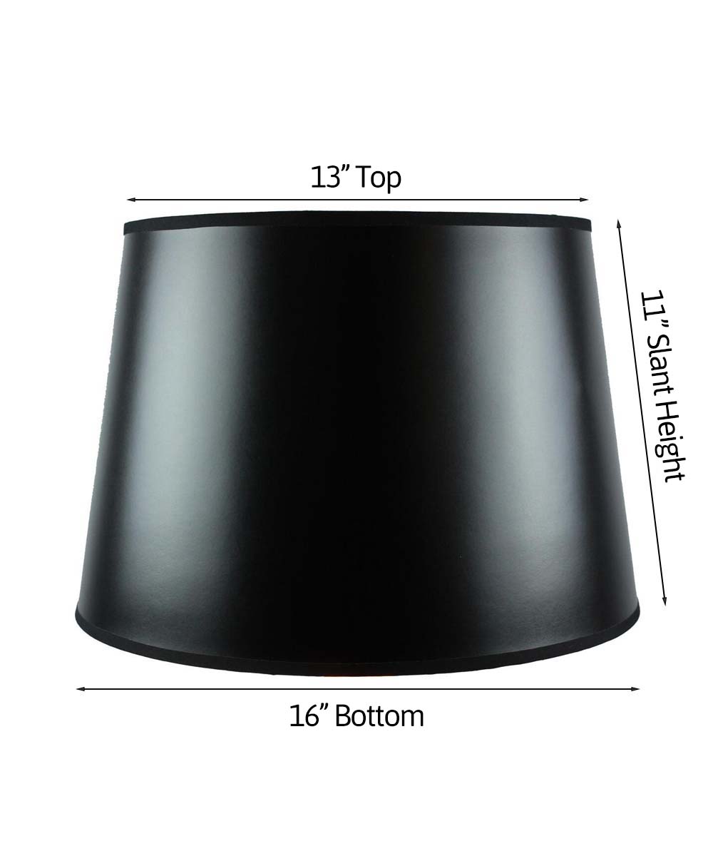 Black 16"W x 11"H Parchment Gold-Lined Floor Lampshade From LampsUSA