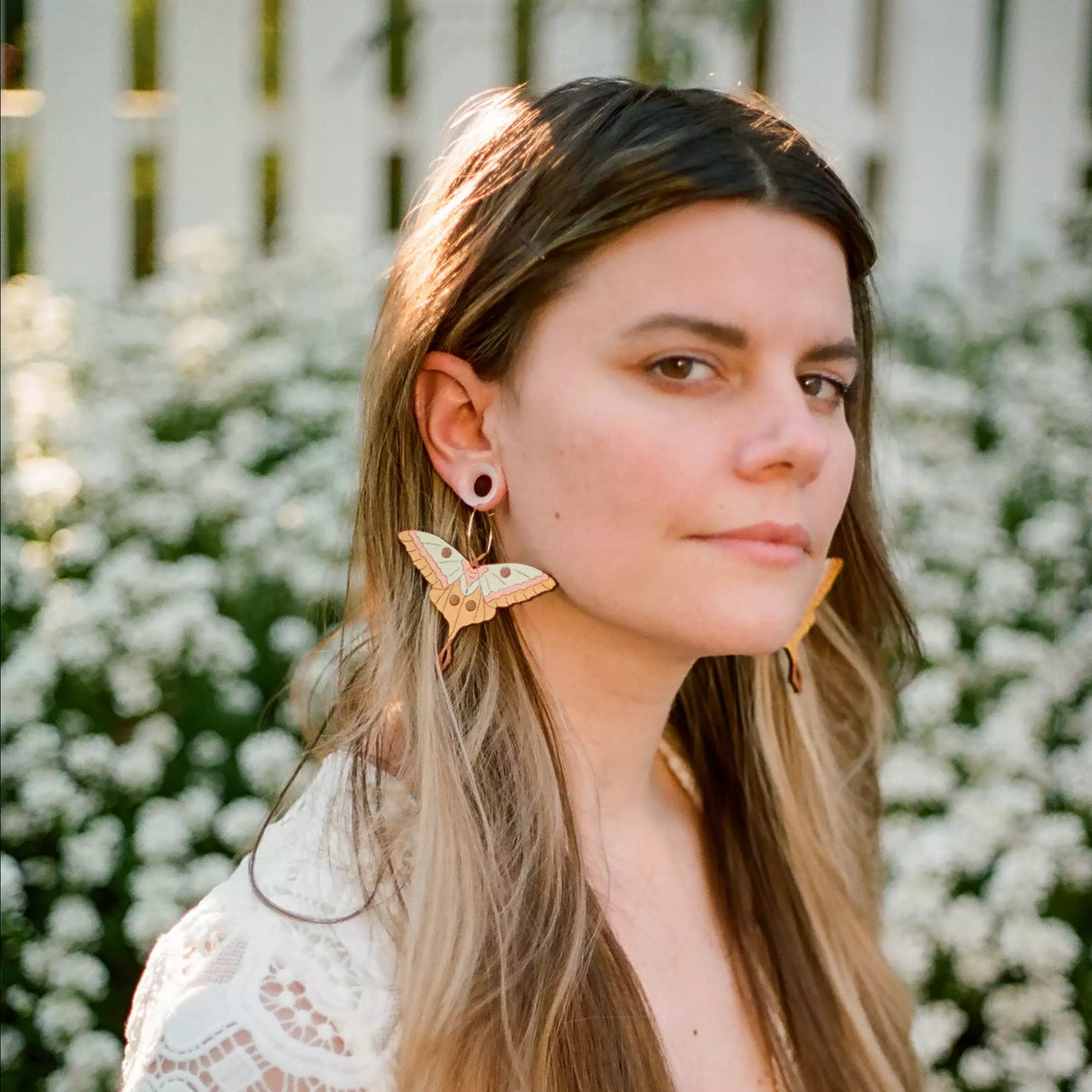 70s Moth Hoops from LE CHIC MIAMI