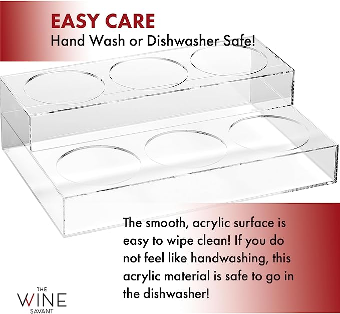 Acrylic Bottle Holder, Coffee Syrup Rack Display Case | 2-Tiered 6 Bottle | Wine Bar Bottle Rack, Clear Shelf Rack for Kitchen, Countertop, Fridge Pantry Storage Organizer - Wine, Soda, Cans, Liquor from The Wine Savant