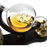 Skull Decanter Set With 2 Skull Shot Glasses - by The Wine Savant - and Beautiful Wooden Base - By Use Skull Head Cup For A Whiskey and Vodka Shot Glass, 850ml Decanter 3 Ounces Shot Glass from The Wine Savant