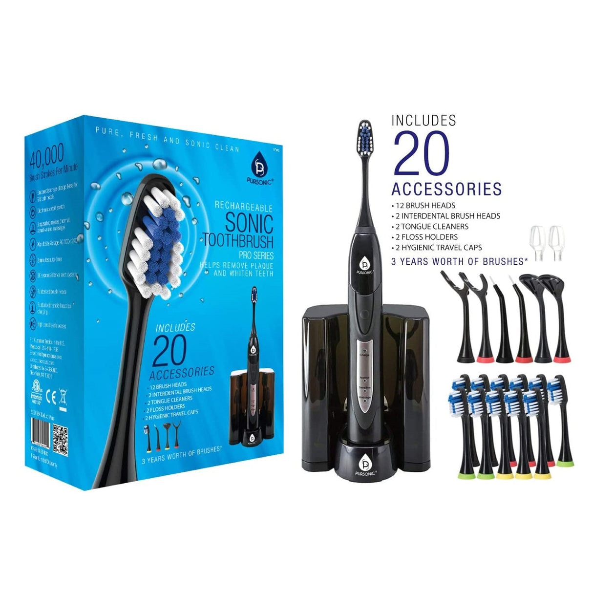 Electric Movement Rechargeable Electric Toothbrush from Pursonic