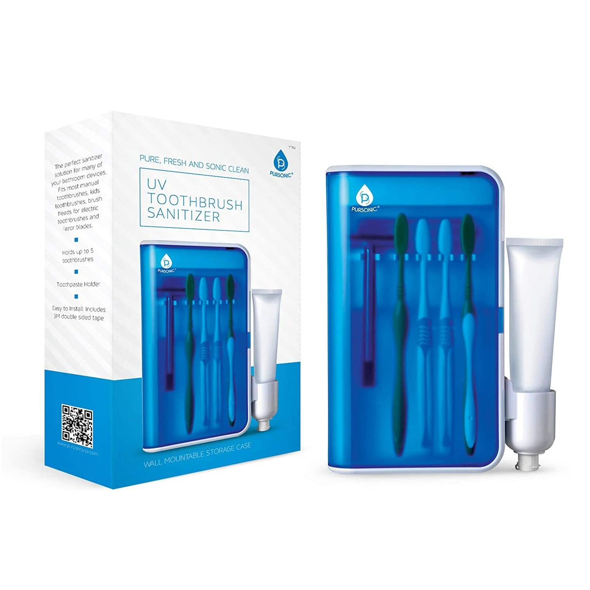 Wall Mountable Portable UV Toothbrush Sanitizer from Pursonic