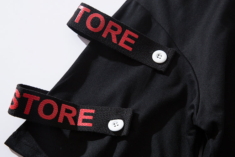 Black Solo Movement Short Sleeves Hoodie from Niepce Inc