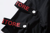 Black Solo Movement Short Sleeves Hoodie from Niepce Inc