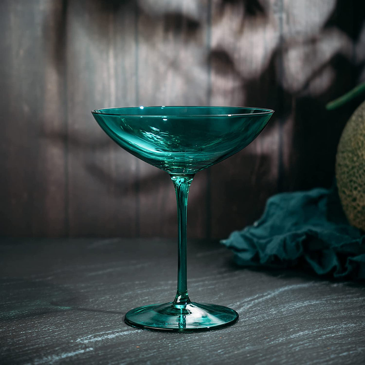 Champagne Coupes 12oz by The Wine Savant - Colorful Champagne Glasses, Prosecco, Mimosa Glasses Set, Cocktail Glass Set, Bar Glassware Luster Glasses (2, Teal) from The Wine Savant