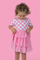 BUBBLEGUM CHECKERS DREAM TUTU DRESS from DREAM BIG LITTLE CO