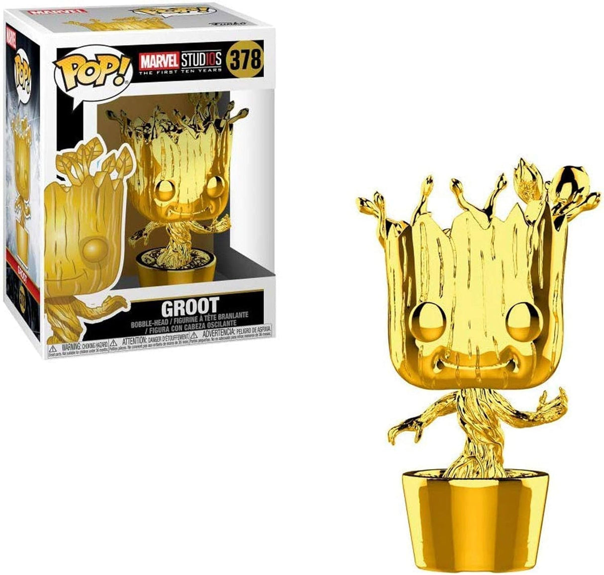 Funko Pop Marvel: Marvel Studios 10 - Groot (Gold Chrome) From Ralphie's Funhouse