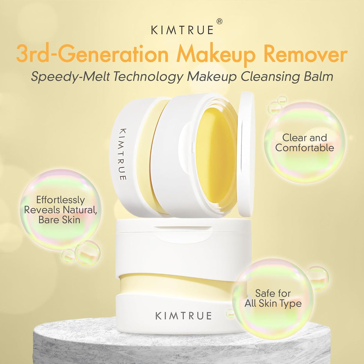 Kimtrue - 3rd-Generation Makeup Meltaway Cleansing Balm, Hydrating Makeup Melting Balm with Plant-Based Ingredients, Makeup Balm Remover for Waterproof Makeup, Makeup Removing Balm 3.38 oz From Kimtrue