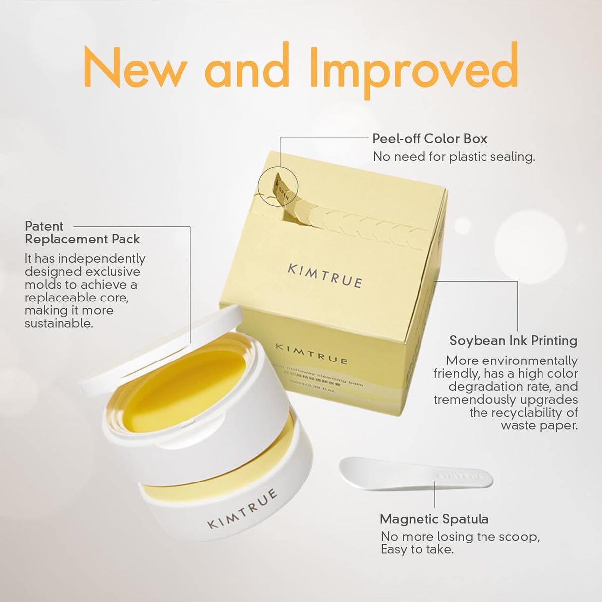 Kimtrue - 3rd-Generation Makeup Meltaway Cleansing Balm, Hydrating Makeup Melting Balm with Plant-Based Ingredients, Makeup Balm Remover for Waterproof Makeup, Makeup Removing Balm 3.38 oz From Kimtrue