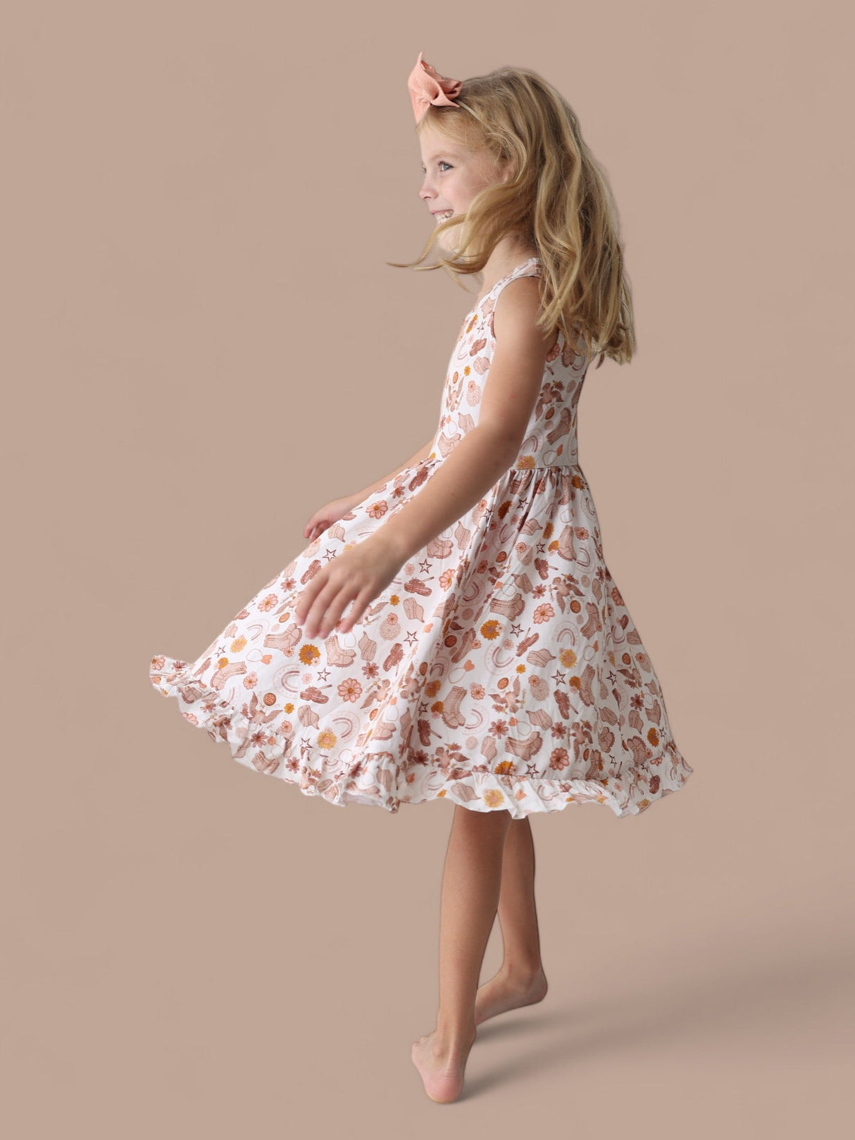 FLOWERS AND BOOTS DREAM TANK RUFFLE DRESS from DREAM BIG LITTLE CO