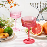 Art Deco Colored Crystal Coupe Glass | Set of 6 | Large 9.6oz Stemmed Glassware from The Wine Savant