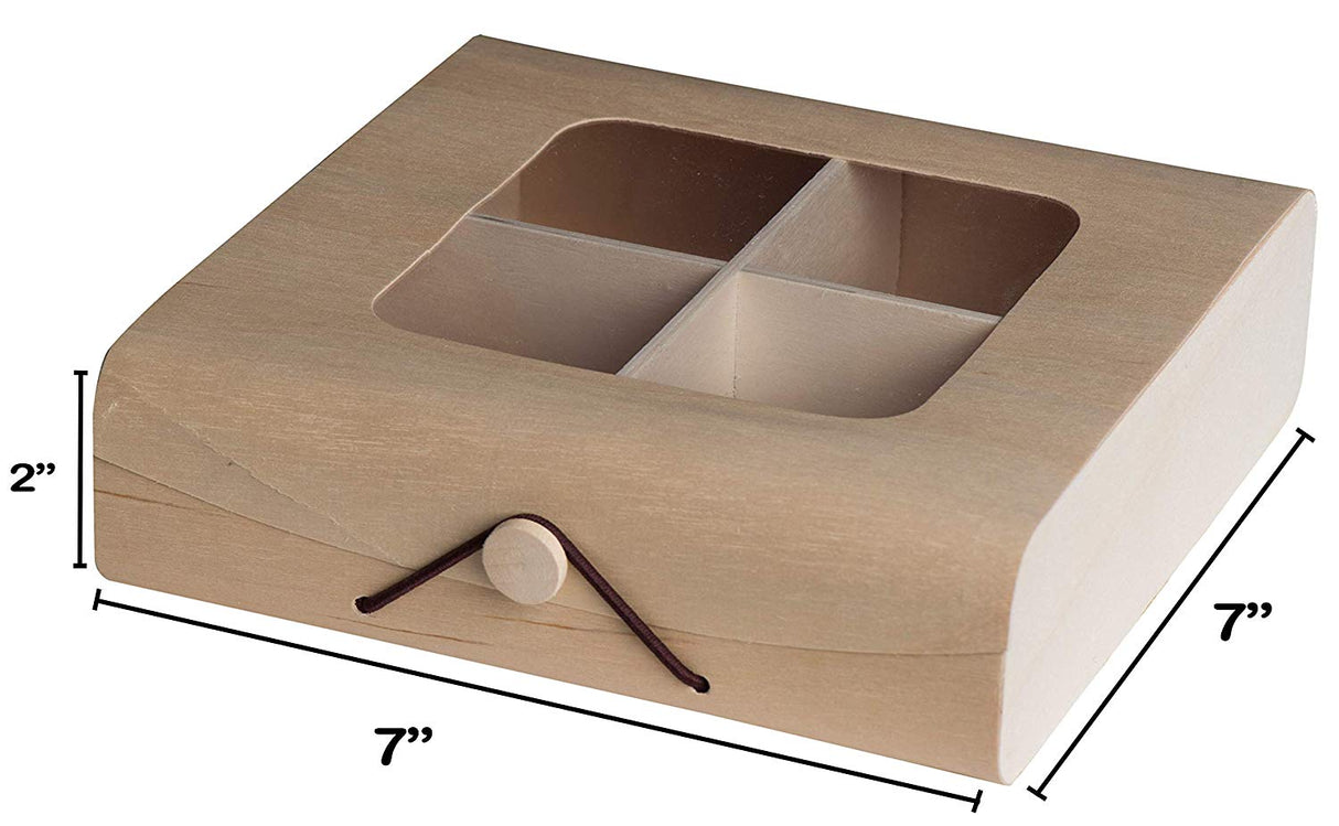 Wooden Candy Gift Box 4 Pack 7''X7''X2'' from Hammont