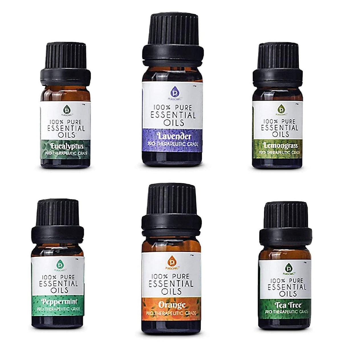 6 Pack of 100% Pure Essential Aromatherapy Oils from Pursonic