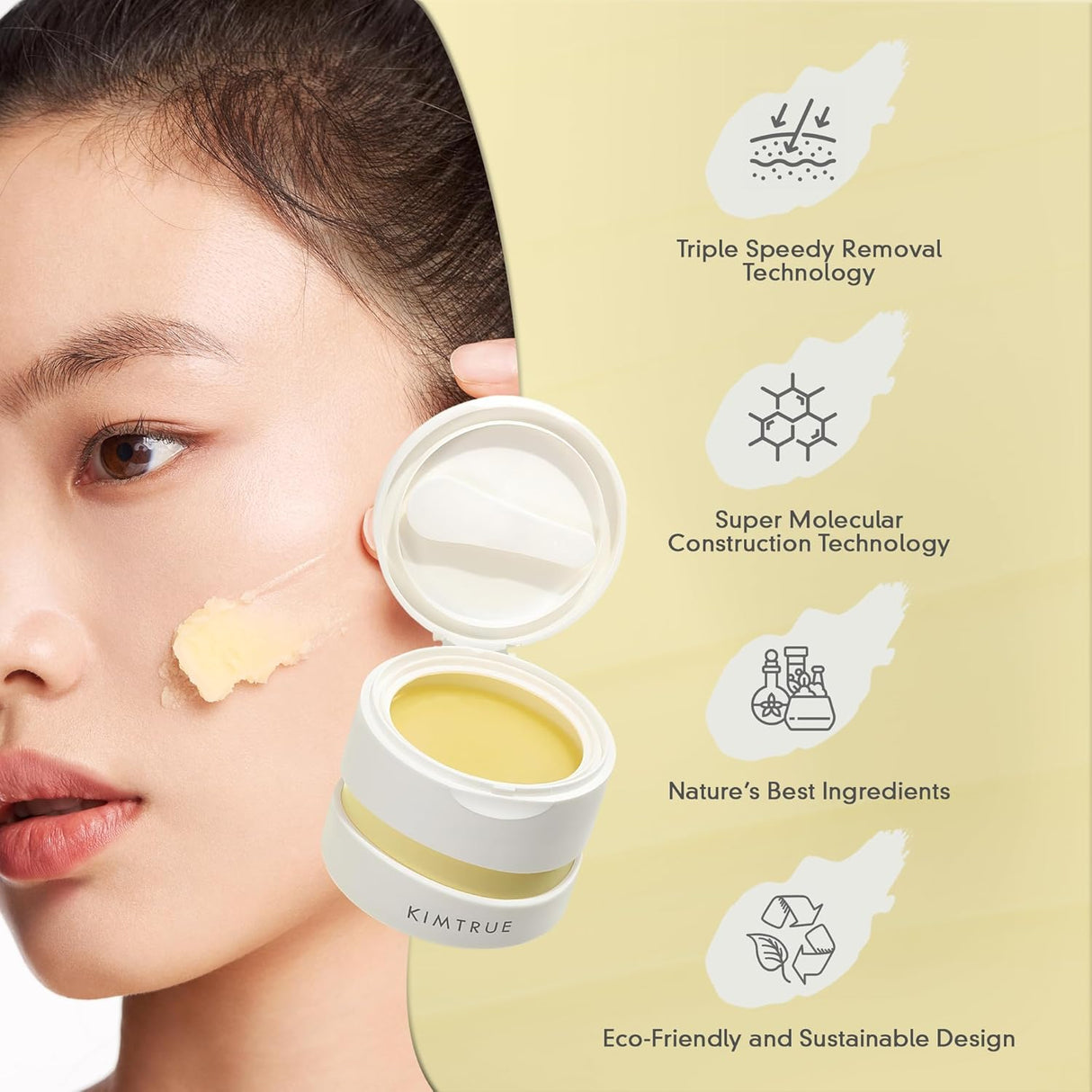 Kimtrue - 3rd-Generation Makeup Meltaway Cleansing Balm, Hydrating Makeup Melting Balm with Plant-Based Ingredients, Makeup Balm Remover for Waterproof Makeup, Makeup Removing Balm 3.38 oz From Kimtrue
