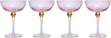 Colored Coupe Art Deco Glasses, Gold | Set of 4 | 8 oz Classic Cocktail Glassware for Champagne, Martini, Manhattan, Sidecar, Crystal Speakeasy Style Goblets Stems (Pink) from The Wine Savant