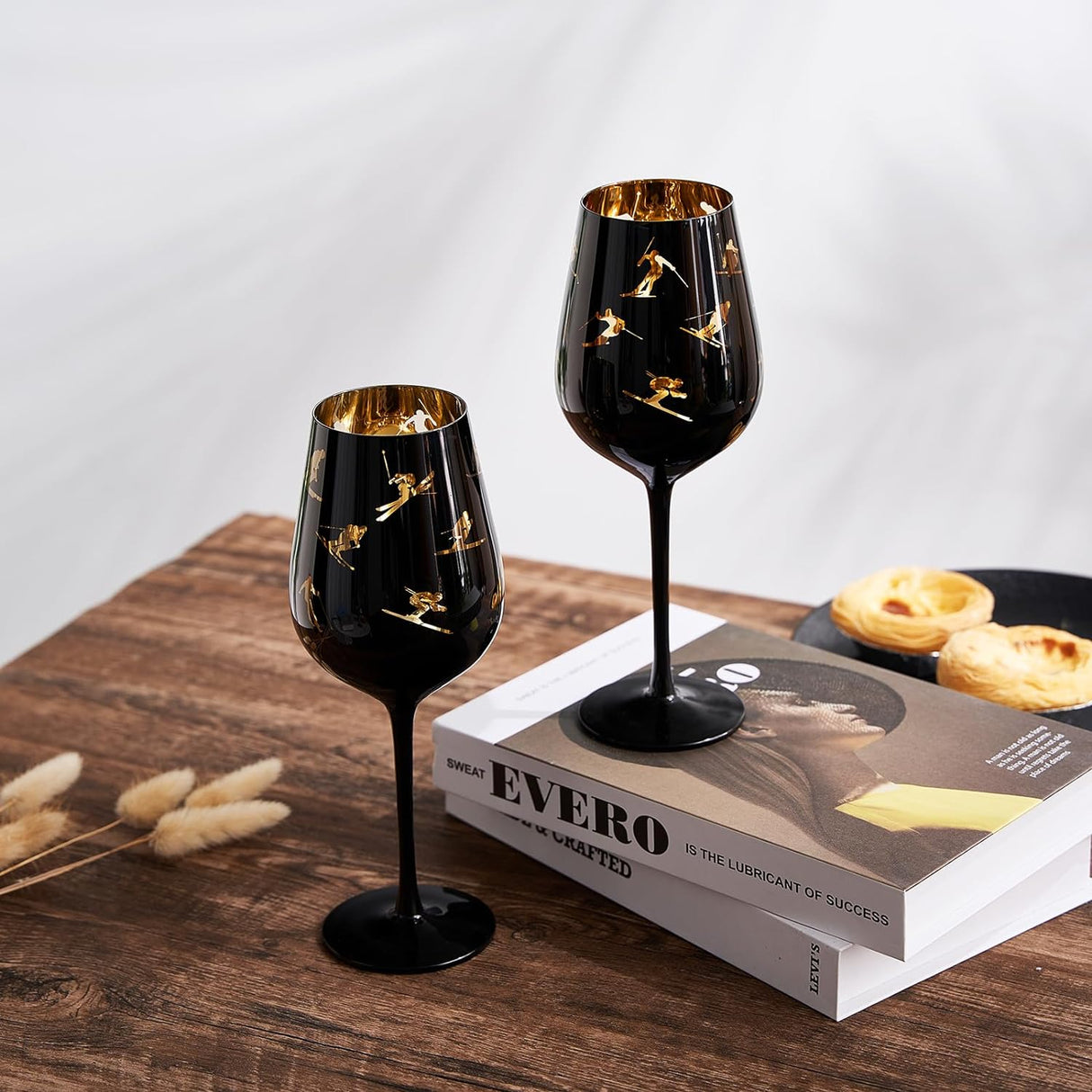 Crystal Stemmed Skiing, Apres Ski Skiier Wine Glasses Goblets - Set of 2 from The Wine Savant