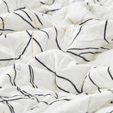 Tache Modern Abstract Leaf Line Art Foliage White Grey Black Gold Cushion Covers / Euro Sham (TJ3571)