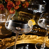 Luxury Martini Glass Set of 4 | 10oz | Crystal Luxury Martini with Silver Spoon, Premium Hand-Blown | Classic Cocktail & Champagne Clear Coupes For Manhattan, Cosmopolitan, Sidecar, Speakeasy Goblets from The Wine Savant