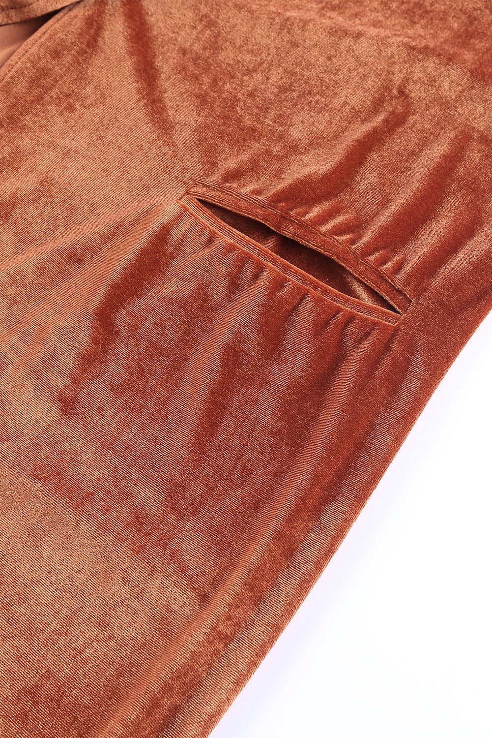 Brown Retro Velvet Long Sleeve Pocket Coat From MsDressly
