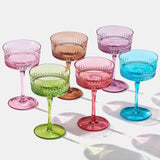 Art Deco Colored Crystal Coupe Glass | Set of 6 | Large 9.6oz Stemmed Glassware from The Wine Savant