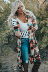 Chic Printed Lapel Woolen Coat with Unique Stitching from MsDressly