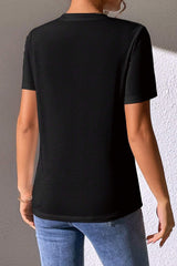 Black Valentine Two Tone Sequined Heart Shaped Graphic T Shirt from MsDressly