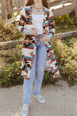 Chic Printed Lapel Woolen Coat with Unique Stitching from MsDressly