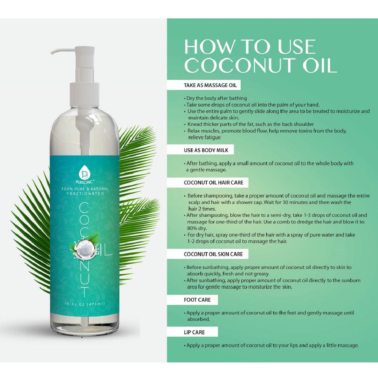 100% Pure & Natural Fractionated Coconut Oil from Pursonic