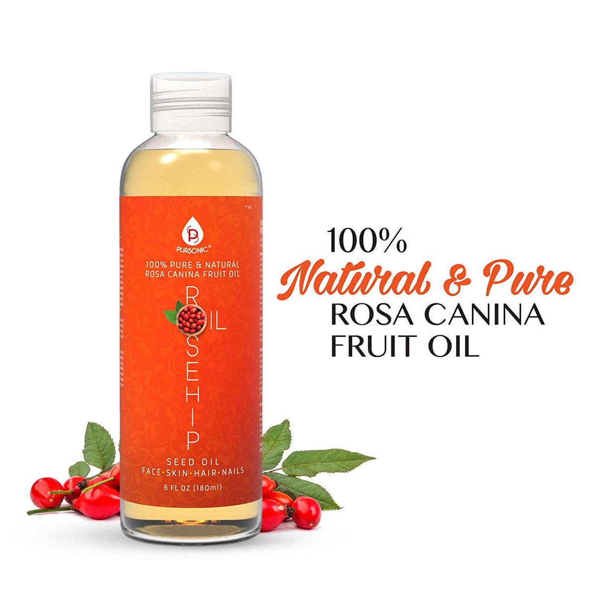 100% Pure & Natural Cold Pressed Premium Rosehip Seed Oil 6 Oz from Pursonic