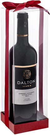 Clear Wine Bottle Gift Boxes 6 Pack With Base Lid & Ribbon Maroon 3.5X3.5 X12.75 from Hammont