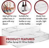 Acrylic Bottle Holder, Coffee Syrup Rack Display Case | 2-Tiered 6 Bottle | Wine Bar Bottle Rack, Clear Shelf Rack for Kitchen, Countertop, Fridge Pantry Storage Organizer - Wine, Soda, Cans, Liquor from The Wine Savant