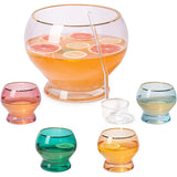 Colorful 1.7 Gallon Punch Bowl with 4 10oz Glasses Set with Ladle Gift For Mothers Day, Her, Wife, Mom, Friend - Colored Set Margarita, Cocktails, Juice, Punch Drink bowl for Parties, Weddings from The Wine Savant