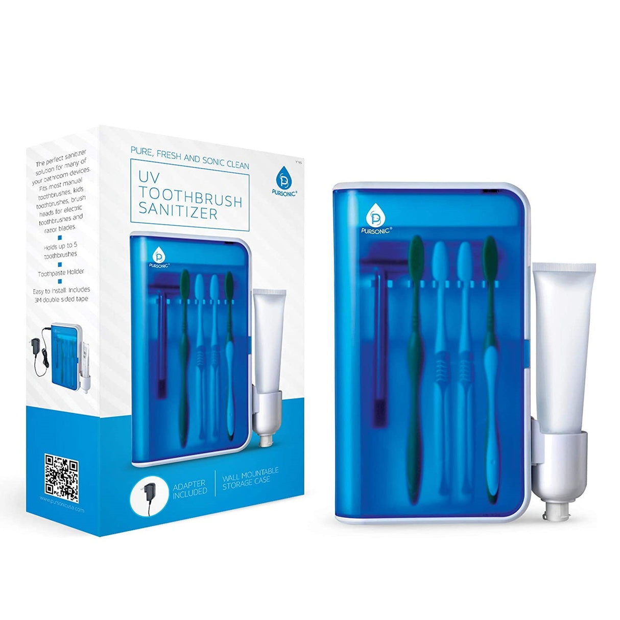 UV Family Toothbrush Sanitizer with AC Adapter from Pursonic