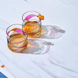 Artisanal Hand Painted Whiskey - Gift for Dad, Friends, Boyfriends, Renaissance Romantic Stain-glassed Windows Cocktail Glasses Set of 2 - Gift Idea for Birthday, Housewarming - 9.6 OZ Glassware from The Wine Savant