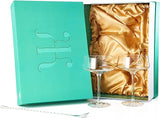 Luxury Martini Glass Set of 2 | 10oz | Crystal Luxury Martini with Silver Spoon, Premium Hand-Blown | Classic Cocktail & Champagne Clear Coupes For Manhattan, Cosmopolitan, Sidecar, Speakeasy Goblets from The Wine Savant