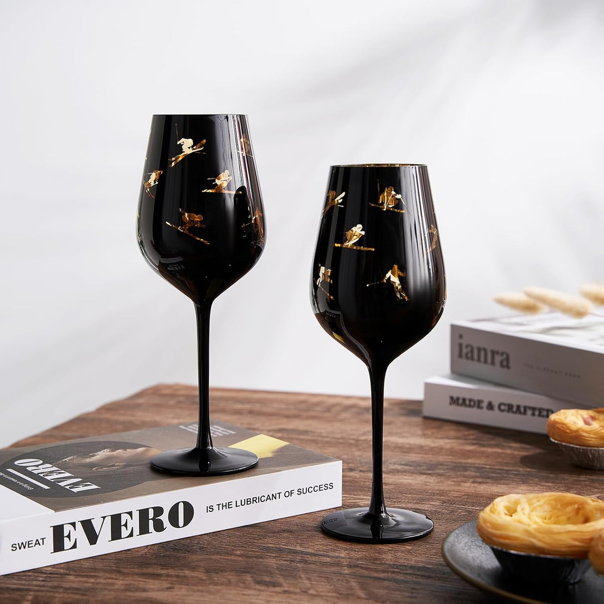 Crystal Stemmed Skiing, Apres Ski Skiier Wine Glasses Goblets - Set of 2 from The Wine Savant