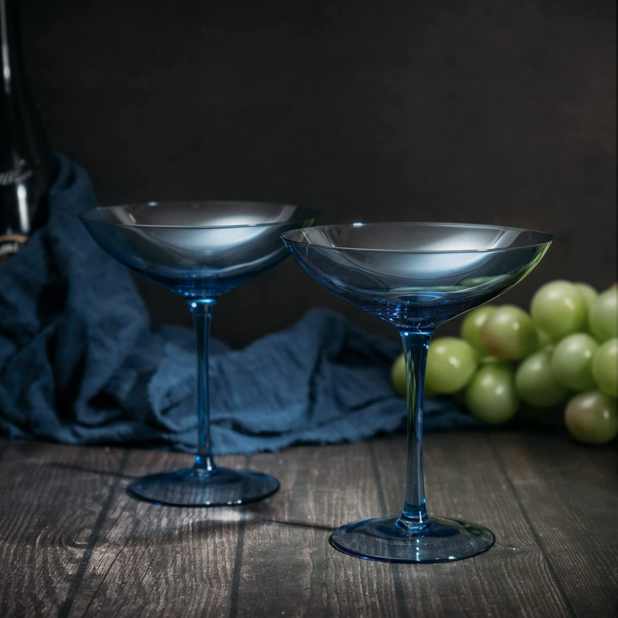 Champagne Coupes 12oz by The Wine Savant - Colorful Champagne Glasses, Prosecco, Mimosa Glasses Set, Cocktail Glass Set, Bar Glassware Luster Glasses (2, Cobalt Blue) from The Wine Savant
