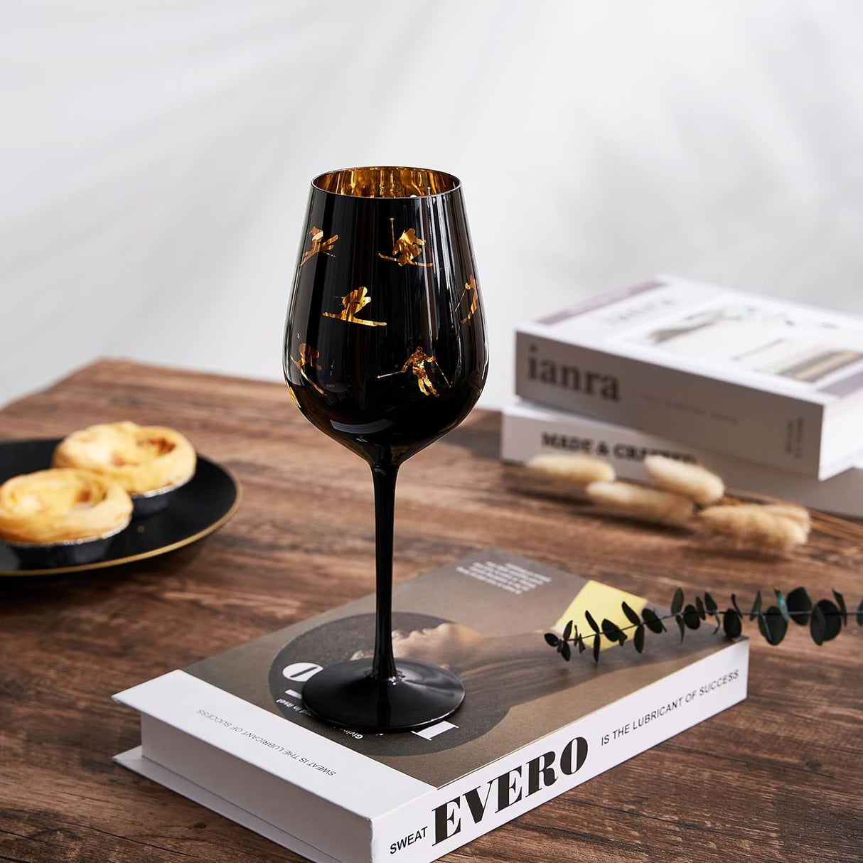 Crystal Stemmed Skiing, Apres Ski Skiier Wine Glasses Goblets - 1 Glass - 14oz from The Wine Savant