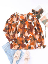 Abstract Leopard Print Puffy Sleeve Blouse from MsDressly