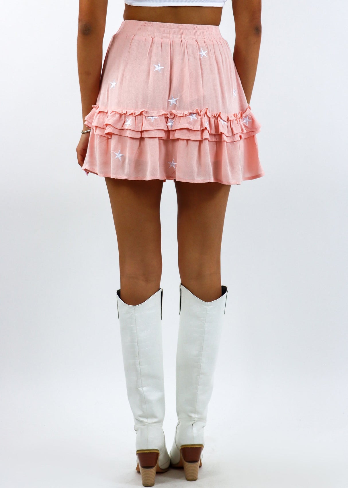 Dancing In The Moonlight Skirt ★ Pink With White Stars From Rock N Rags