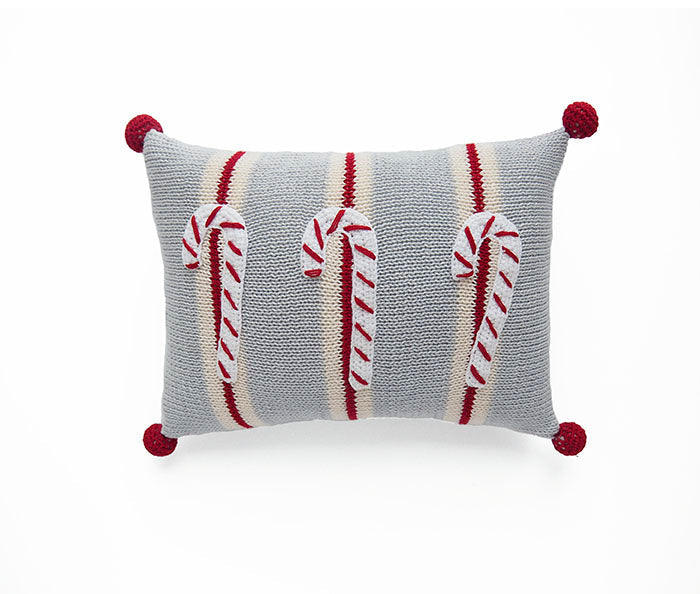 Candy Cane Mini Pillow, Grey from Melange Collection