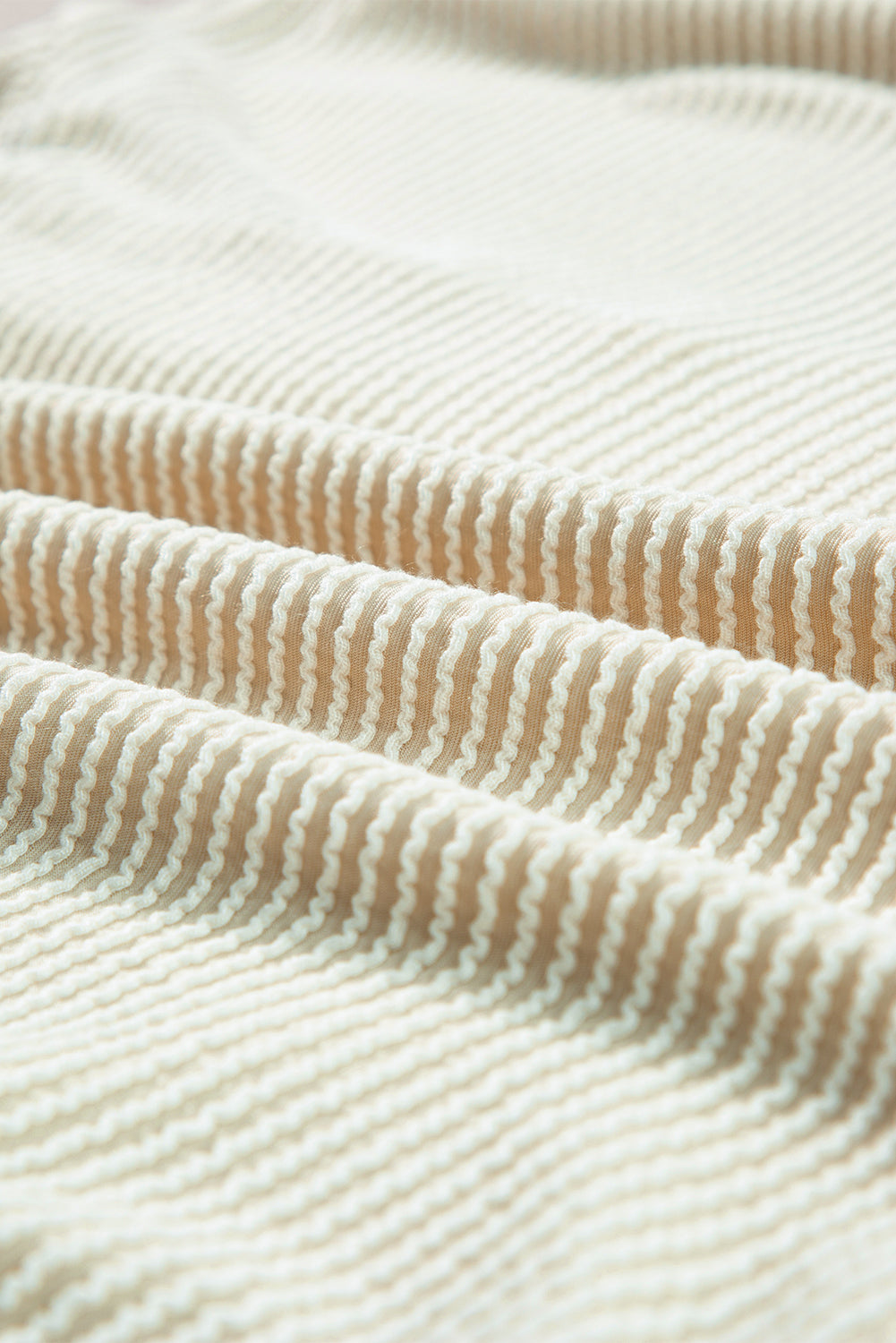 Apricot Corded Texture Lantern Sleeve Buttons Henley Sweatsuit from MsDressly