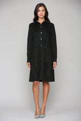 Anne Stretch Suede Shirt Dress from Joh Apparel