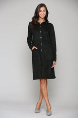 Anne Stretch Suede Shirt Dress from Joh Apparel