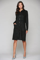 Anne Stretch Suede Shirt Dress from Joh Apparel