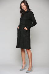Anne Stretch Suede Shirt Dress from Joh Apparel
