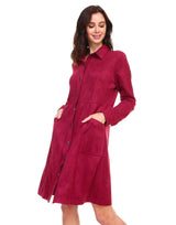 Anne Stretch Suede Shirt Dress from Joh Apparel