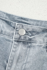Scalloped Acid Wash High Waist Denim Shorts from Threaded Pear