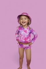 CANDY CLOUDS DREAM 2-PIECE RASH GUARD RUFFLE SWIM SUIT from DREAM BIG LITTLE CO