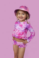 CANDY CLOUDS DREAM 2-PIECE RASH GUARD RUFFLE SWIM SUIT from DREAM BIG LITTLE CO
